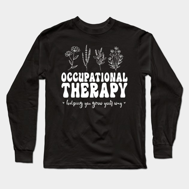 Groovy Aesthetic Floral Occupational Therapy Plaster Colors Long Sleeve T-Shirt by WassilArt